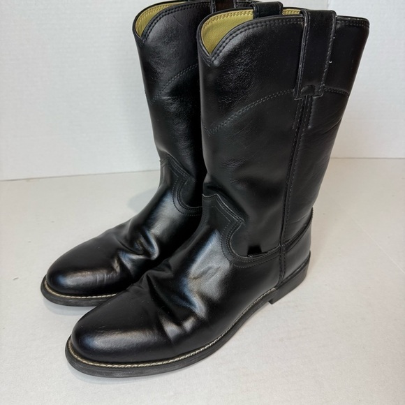 Asics Other - Men’s Justin Basics Black Leather Roper Boots – Size 8.5 EE